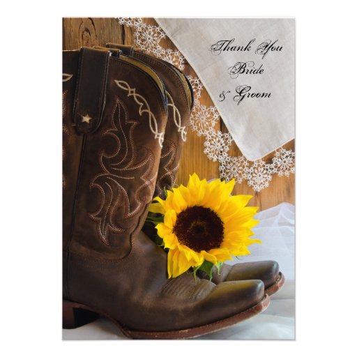 Country Sunflower Wedding Thank You Notes Invite