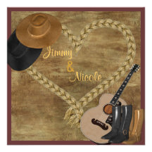 COUNTRY WESTERN  GUITAR WEDDING INVITATION