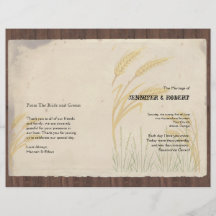 Country Wheat Grass on Parchment Wedding Program Full Color Flyer