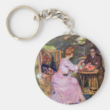 Couple Dining Al Fresco Key Chain