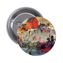 Couple in a Christmas Sleigh, Love and Romance Pinback Buttons