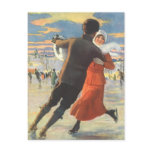 Couple in Love Ice Skating on Christmas Day postcards
