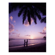 Couple on beach, Windjammer Landing, St. Lucia Postcard