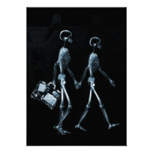 Couple Travelling X-Ray Vision Skeletons - Blue Custom Invitation