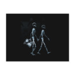 Couple Travelling X-Ray Vision Skeletons - Blue postcards