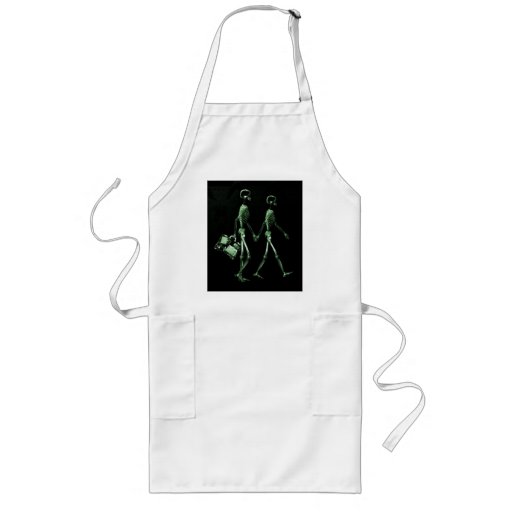 Couple Travelling X-Ray Vision Skeletons - Green Apron