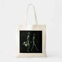 Couple Travelling X-Ray Vision Skeletons - Green Bags