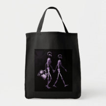 Couple Travelling X-Ray Vision Skeletons - Purple Bag