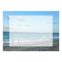 Couple walking on florida beach w seagull card