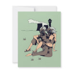 couple wearing gas maskes invitations
