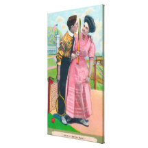 Couple with Tennis GearSame Old Racket Canvas Print