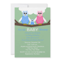 Couples Coed Boy Baby Shower Invitation -- Owls