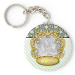 Couple's first christmas Snowflake Stripe Green keychains