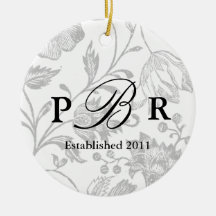 Couple's Monogram Ornament Grey