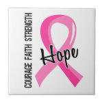 Courage Faith Hope 5 Breast Cancer Ceramic Tiles