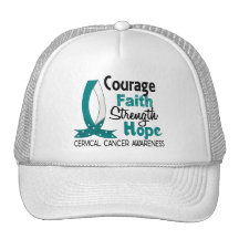 Courage Faith Strength Hope Cervical Cancer Trucker Hats