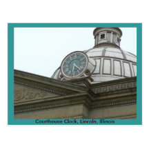 Courthouse Clock, Lincoln, Ill... Postcard