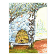 courtyard bee hive postcard
