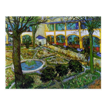 Courtyard of Hospital at Arles, Vincent van Gogh Postcard