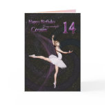 Cousin age 14, a ballerina birthday card