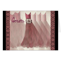 COUSIN Bridesmaid Invitation ANTIQUE PINK Gowns Cards