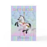 cousin carousel birthday card - pastel carousel ho