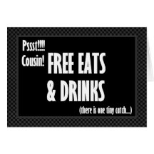 COUSIN Funny Usher Invitation Free Food Greeting Card