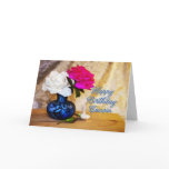 Cousin, Happy Birthday with painted roses Greeting Cards