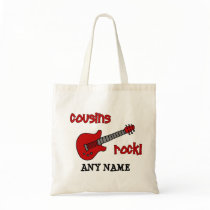 Cousins Rock! with Red Guitar Tote Bag