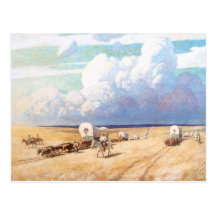 Covered Wagons by NC Wyeth, Vintage Cowboys Post Cards