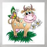 Cow and Butterfly posters