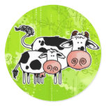 cow and calf round stickers