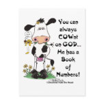 Cow and Ladybug COWnt on God postcards