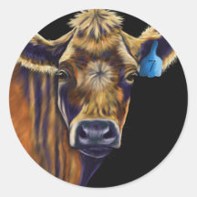 Cow Art - Lucky Number Seven Stickers