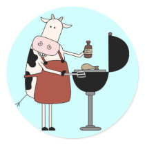 Cow Barbeque Tshirts and Gifts Round Sticker