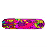 Cow/Bull and Girls Childrens Cartoon, in Pinks/Red Skateboard
