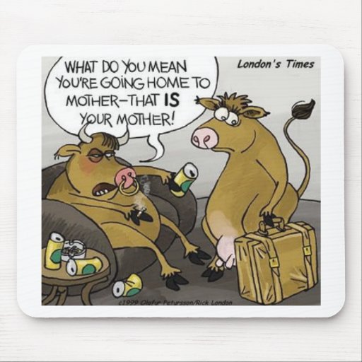 Cow Bull Divorce Funny Cartoon Gifts & Tees Mousemat