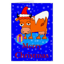 Cow Christmas Greeting Card