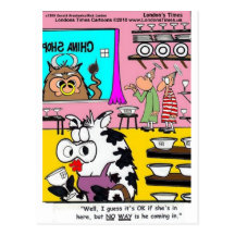 Cow In China Shop Funny Mugs Tees Cards & Gifts Postcards