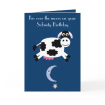 Cow Jumping Over The Moon Sobriety Birthday Card