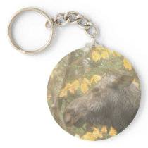 Cow moose in the Maine rain Keychain