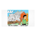COW / NOSE RING / FARMER KID CARTOON GIFTWARE CUSTOMISED PHOTO CARD