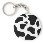 Cow print black and white blotchy pattern key chain