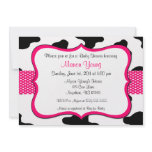 Cow Print Pink Baby Shower or Birthday Invitation