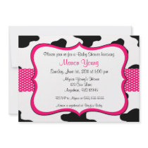 Cow Print Pink Baby Shower or Birthday Invitation