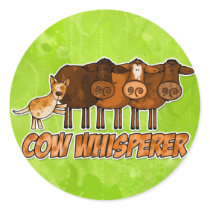 cow whisperer round sticker