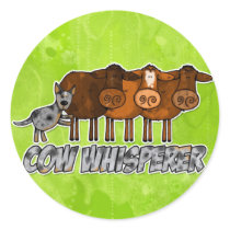 cow whisperer round sticker