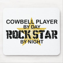 Cowbell Player Rock Star by Night Mouse Mat