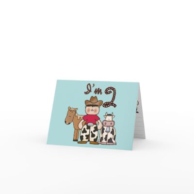 Cowboy  2nd Birthday Invitations Greeting Cards by Kewlkids