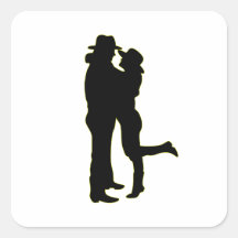 Cowboy and Cowgirl in Love Silhouette Sticker